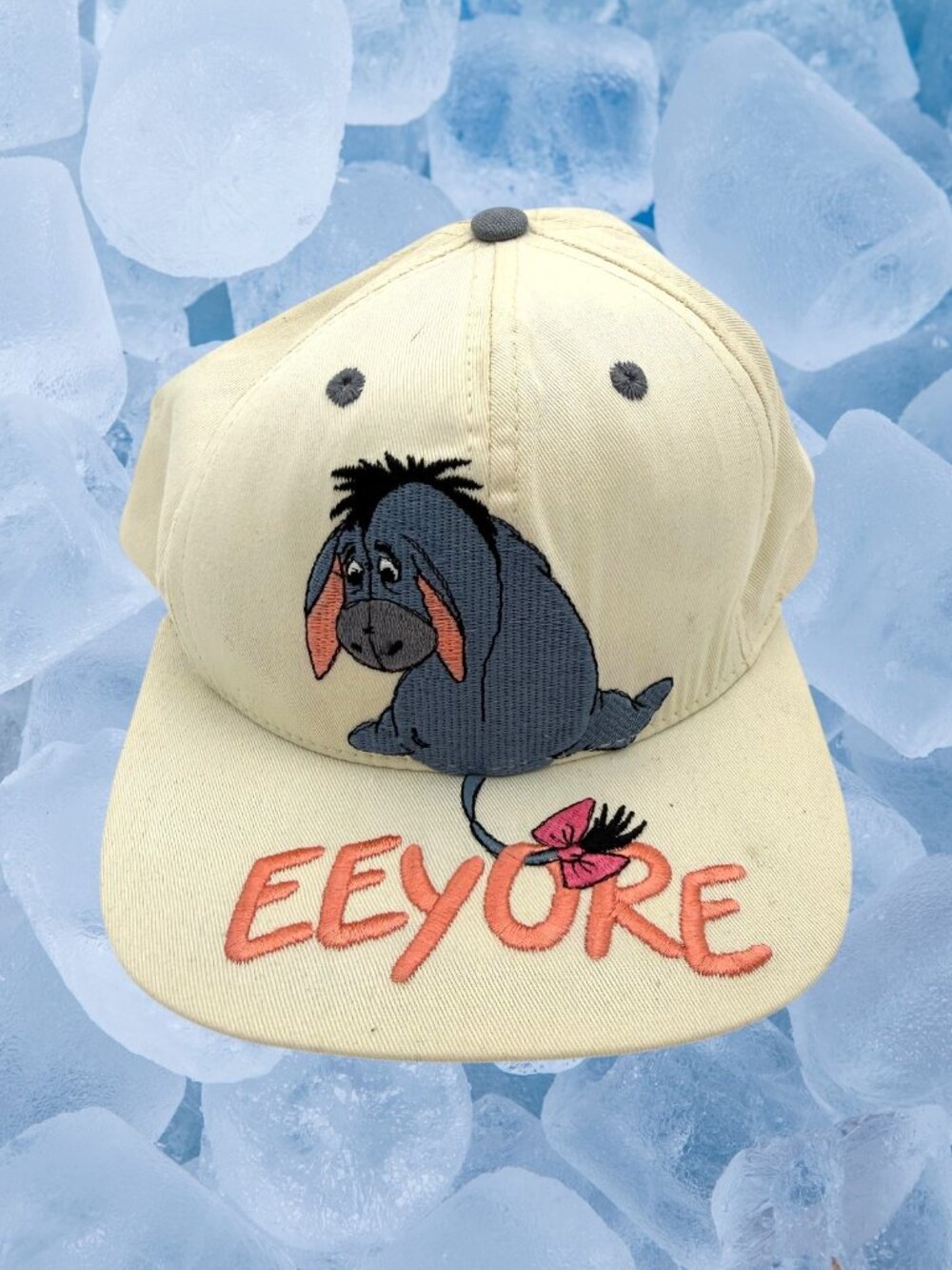 Vintage Disney Goofys Hat Co. Eeyore Winnie the Pooh White SnapBack Cap OSFA
